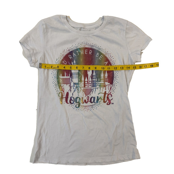 Harry Potter Shirt Women XL White Rainbow Hogwarts Graphic I'd Rather Be Kidcore - Picture 5 of 5